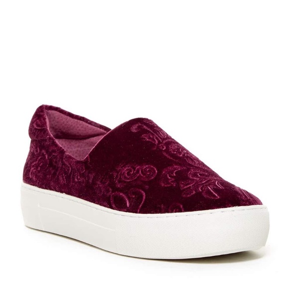 J/SLIDES Shoes - NWT J/Slides  Burgundy Velvet Slip-on Sneakers